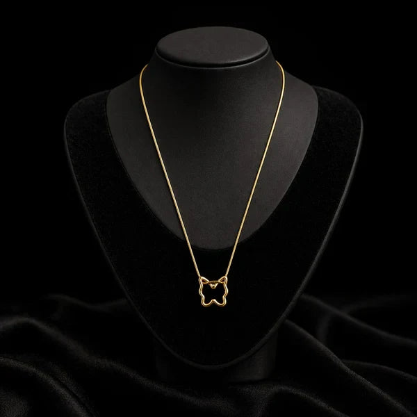 Golden Butterfly Knot Pendant Necklace,