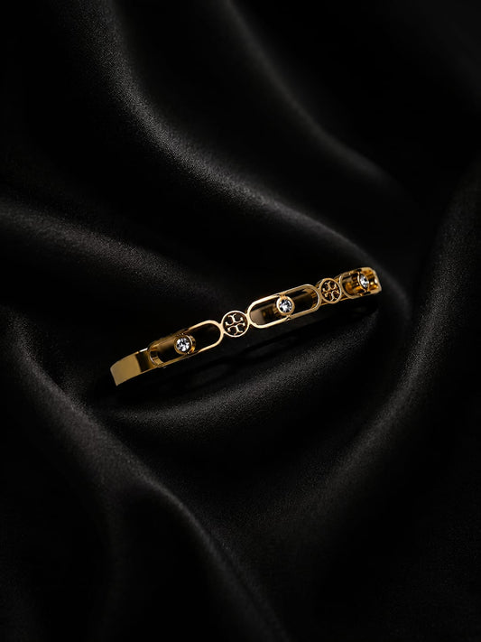 Crystal Link Gold Bangle