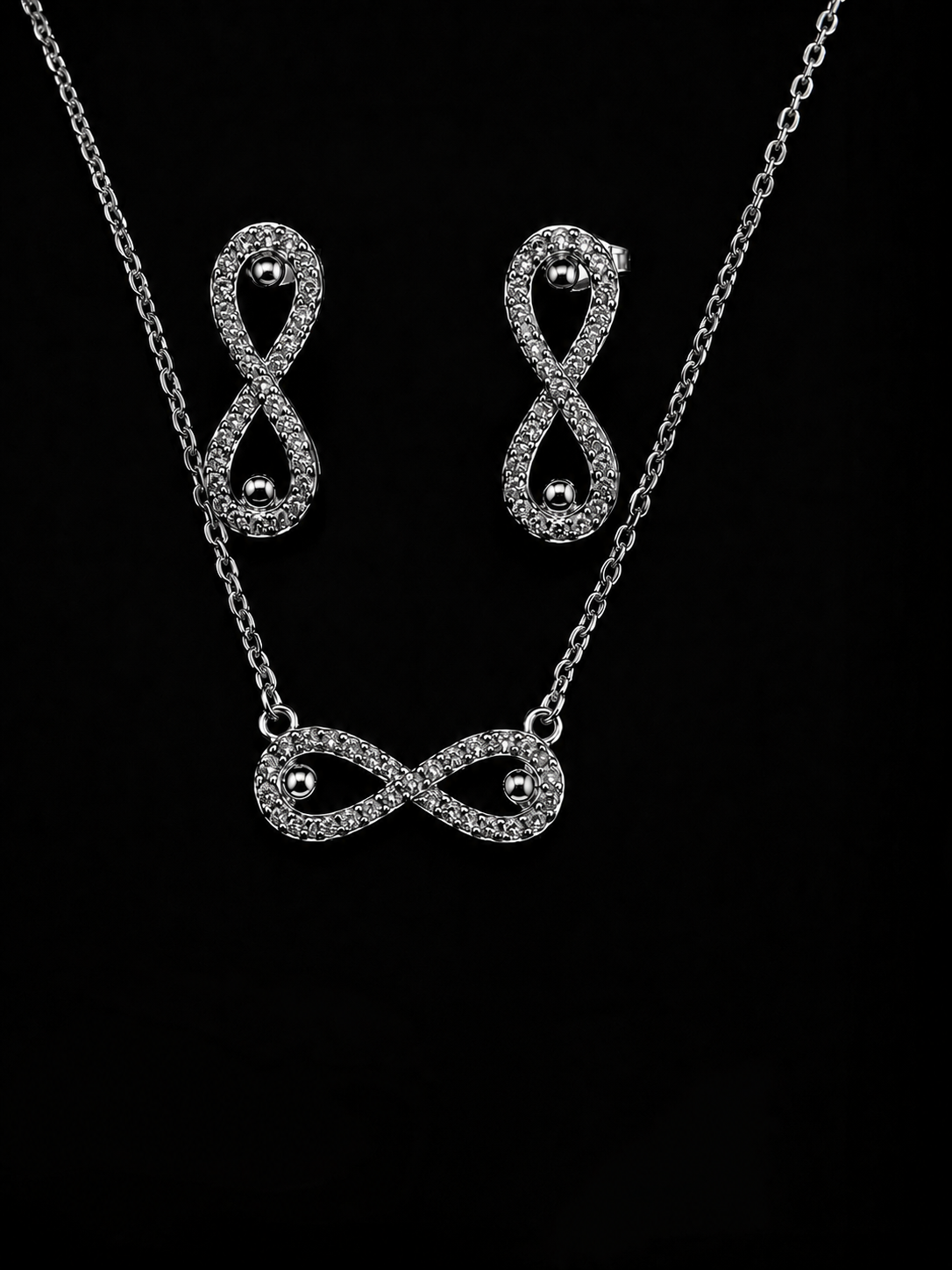 Infinity Crystal Necklace & Earrings Set
