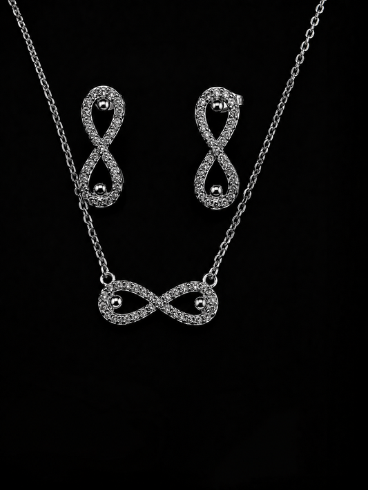 Infinity Crystal Necklace & Earrings Set