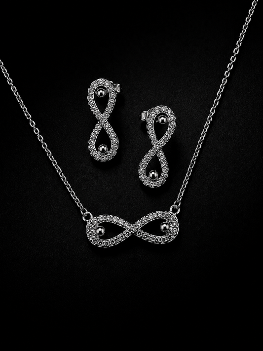 Infinity Crystal Necklace & Earrings Set